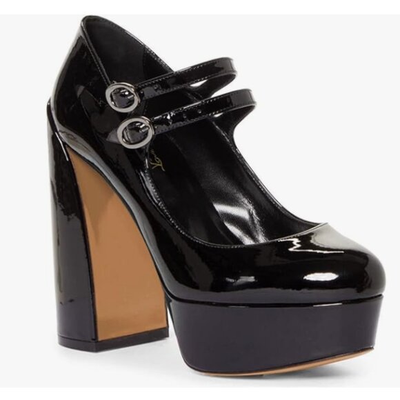 FOWT Black Platform Mary Janes Two Ankle Buckles Pumps Strappy Round Toe Shoes - Picture 1 of 8
